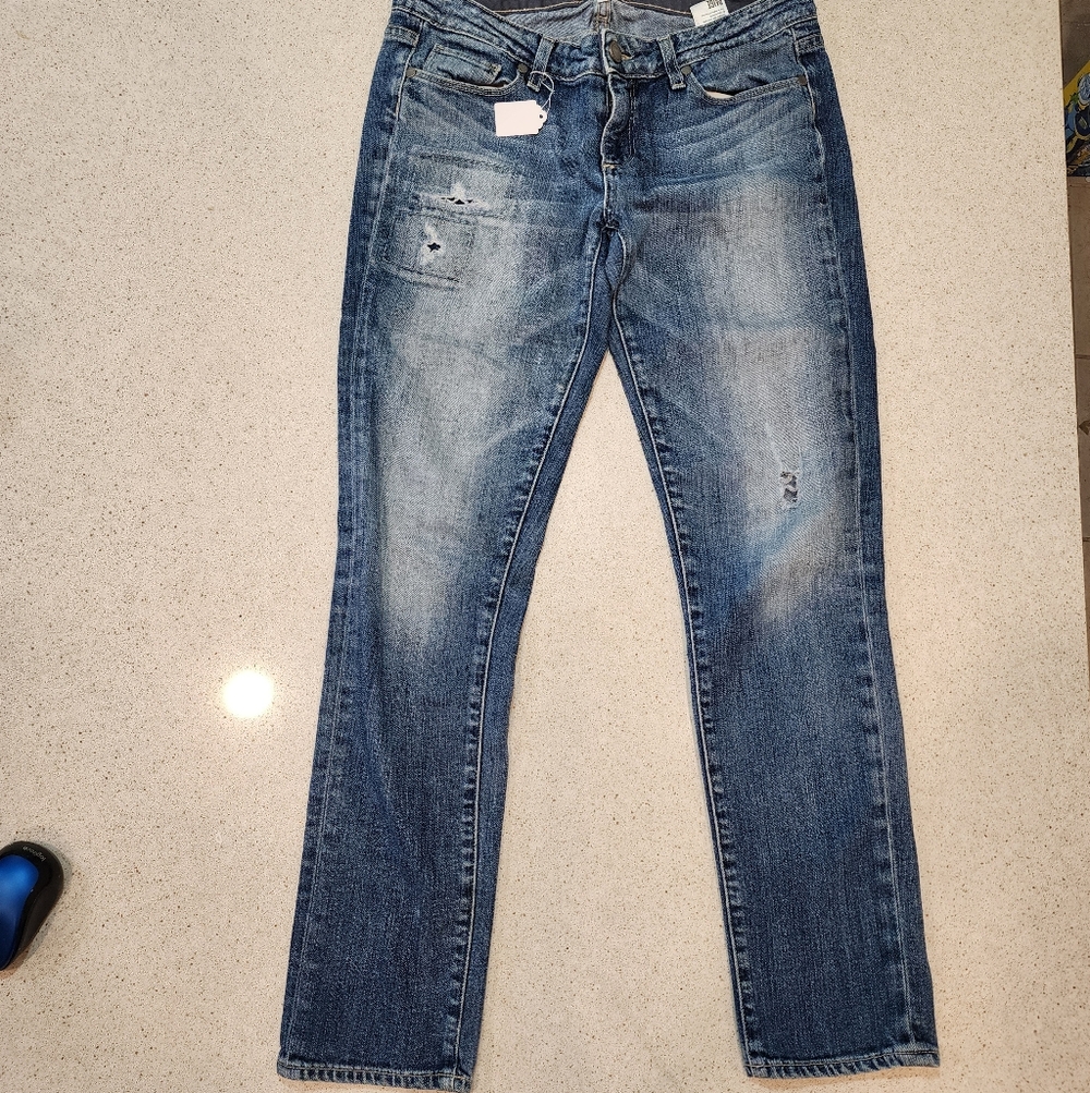 PAIGE Size 28 Straight Leg Jeans Blue Medium Wash Stretch Denim Made in USA